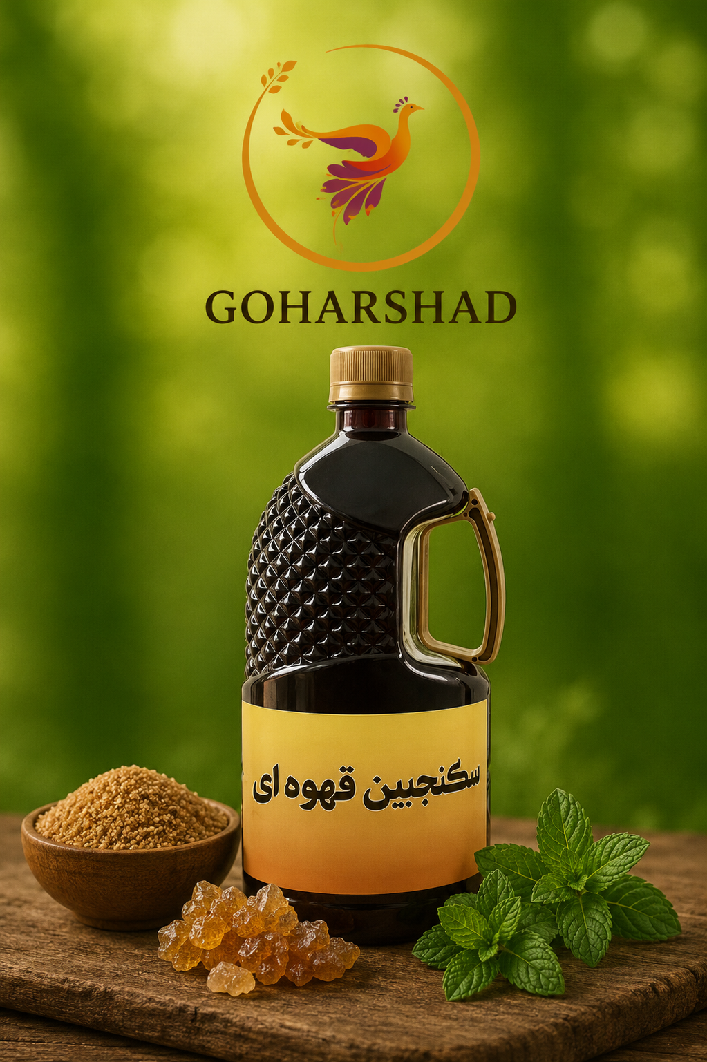 شربت سکنجبین قهوه ای نعنایی